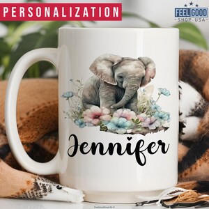 Baby Elephant Mug Personalized Elephant Gift, Custom Elephant Cup With Name, Cute Elephant Name Mug, Elephant Coffee Mug,Elephant Coffee Cup