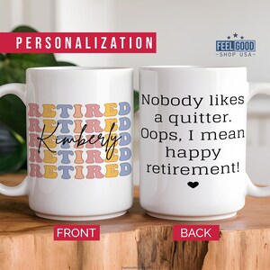 Personalized Retirement Coffee Mug, Custom Retirement Gifts for Women, Officially Retired Cup for Her, Happy Retirement Mug for Coworker
