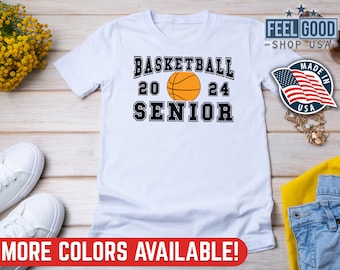 Camicia da basket senior 2024, regalo di laurea 2024, camicia da laurea della classe senior 2024, camicia della classe senior della scuola superiore del 2024, squadra di laurea