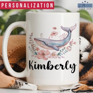 Whale Mug Personalized Whale Gift, Custom Whale Cup With Name, Cute Whale Name Mug, Whale Coffee Mug, Whale Coffee Cup, Whale Gift For Women