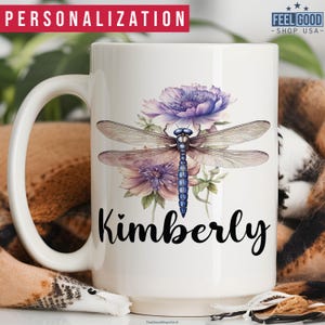 Dragonfly Mug Personalized Dragonfly Gift, Custom Dragonfly Cup With Name, Dragonfly Name Mug, Dragonfly Coffee Mug, Dragonfly Coffee Cup