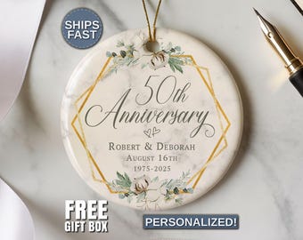 50th Wedding Anniversary Ornament Custom Anniversary Keepsake 50th Anniversary Gifts for Parents Personalized Anniversary Ornament #25L1388