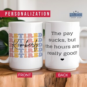 Personalized Retirement Coffee Mug, Custom Retirement Gifts for Women, Officially Retired Cup for Her, Happy Retirement Mug for Coworker