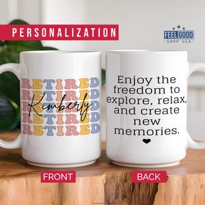 Personalized Retirement Coffee Mug, Custom Retirement Gifts for Women, Officially Retired Cup for Her, Happy Retirement Mug for Coworker