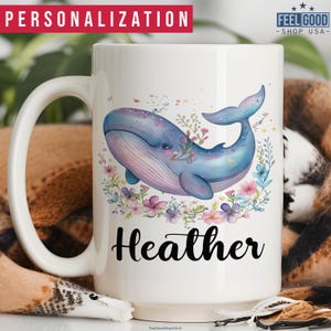 Whale Mug Personalized Whale Gift, Custom Whale Cup With Name, Cute Whale Name Mug, Whale Coffee Mug, Whale Coffee Cup, Whale Gift For Women