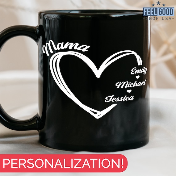 Mama Heart Mug, Custom Mama Mug, Custom Mom Mug With Names, Personalized Mothers Day Mug, Custom Mothers Day Gift For Her, Mama Mug Names