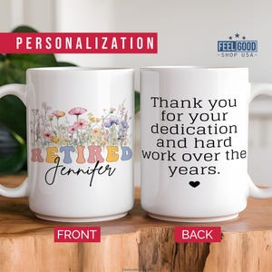 Personalized Retirement Coffee Mug, Custom Retirement Gifts for Women, Officially Retired Cup for Her, Happy Retirement Mug for Coworker