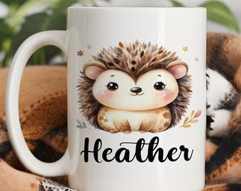 Hedgehog Mug Personalized Hedgehog Gift, Custom Hedgehog Cup With Name, Hedgehog Name Mug, Hedgehog Coffee Mug Gift, Hedgehog Coffee Cup