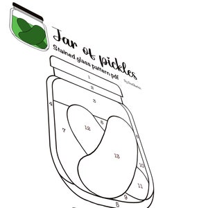 Jar of pickles/ gherkins stained glass pattern pdf