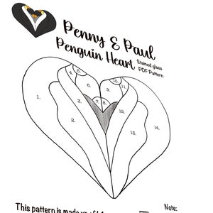 Penny & Paul penguin heart stained glass pattern pdf