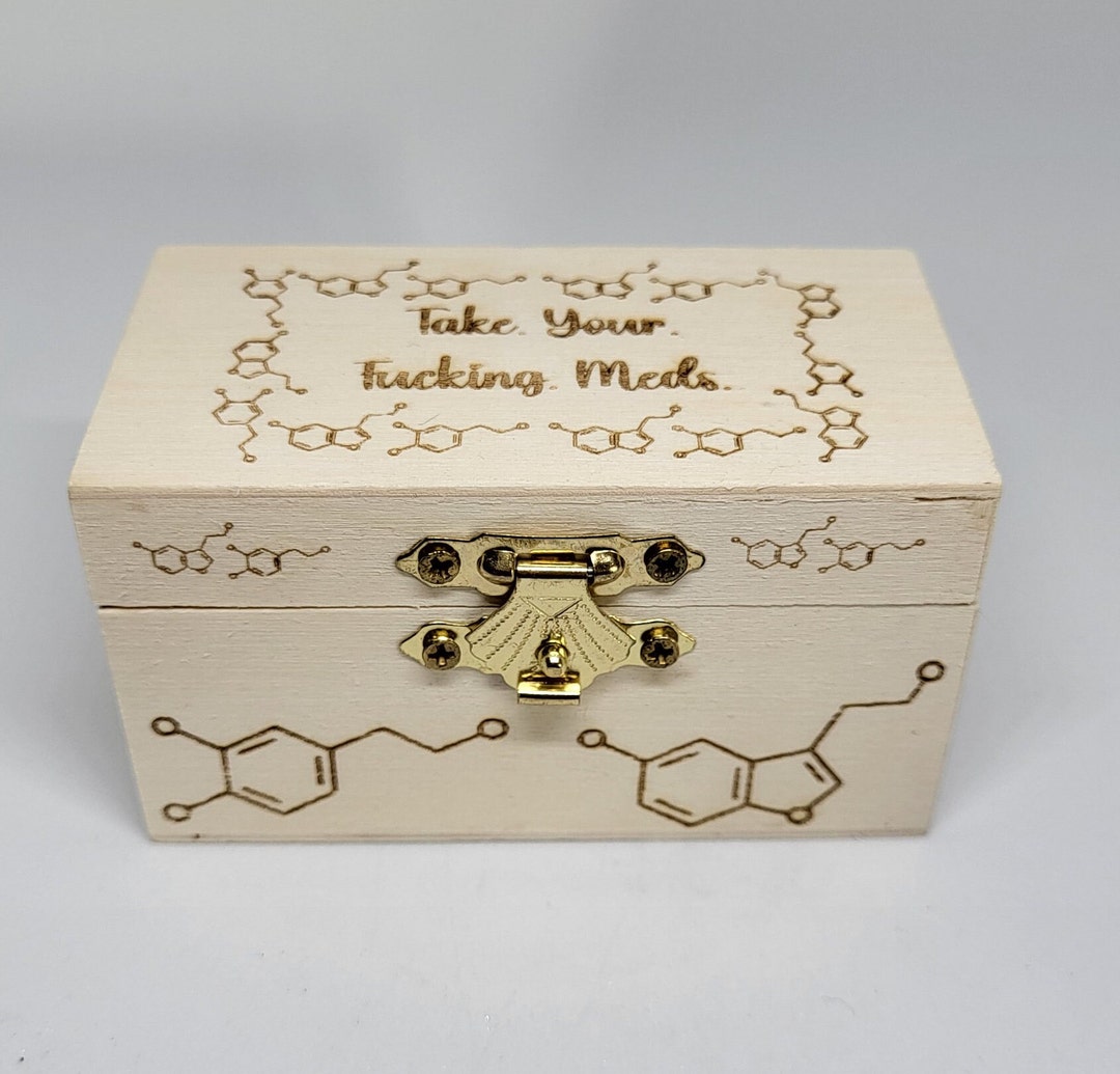 ADHD Meds Engraved Wooden Medicine Box Etsy