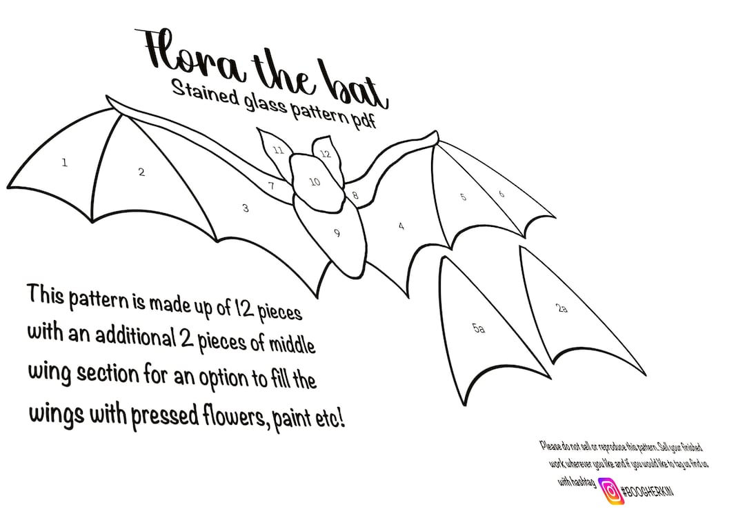 Flora the Bat Stained Glass Pattern Pdf - Etsy