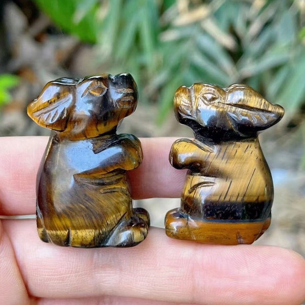 2Pcs Opal stone Carved rabbit statue,Crystal Healing rabbit Soapstone Carved Animal Charm Totem Jade Carving Figurine Animal Art decoration