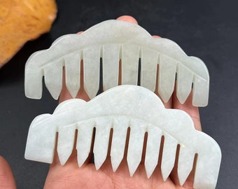 Get 1pic Natural White Jade Carved Lucky Comb Ornament, Ping An Jade Carved Feng Shui Jade Ornament Crafts