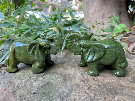 Estatuas de elefante de la suerte de Feng Shui, verde jade, decoración del  hogar, regalo