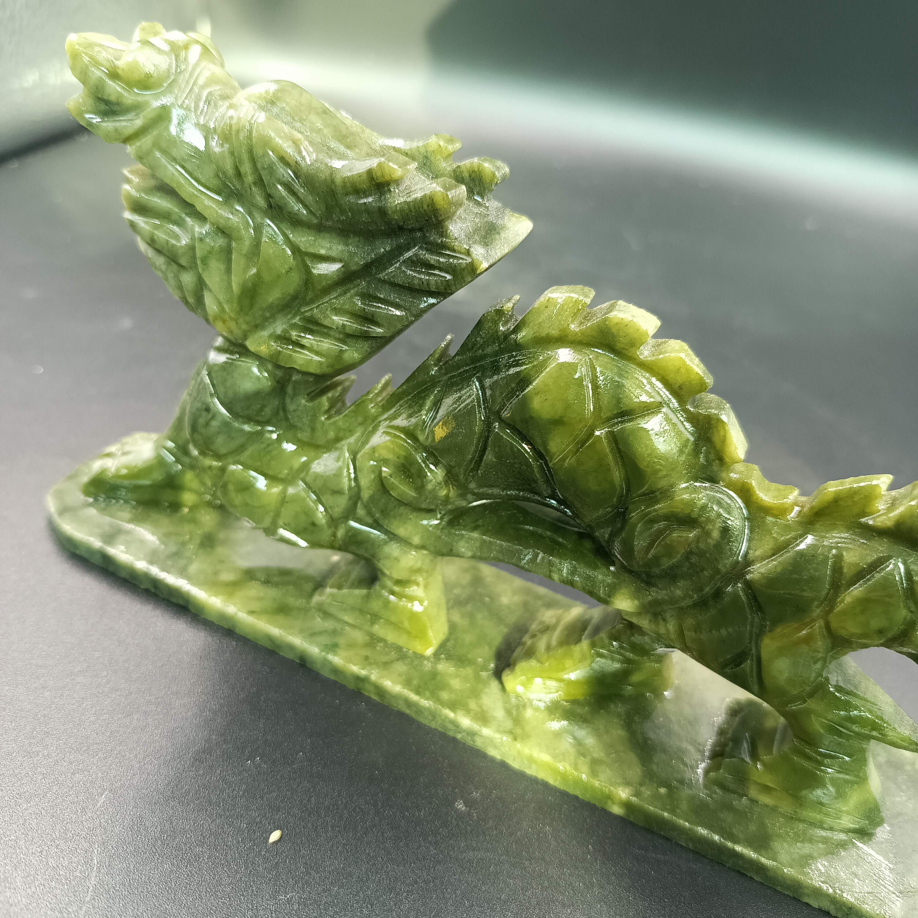 Natural Green Jade Carving Jade Dragon Statuecrystal Dragon Etsy