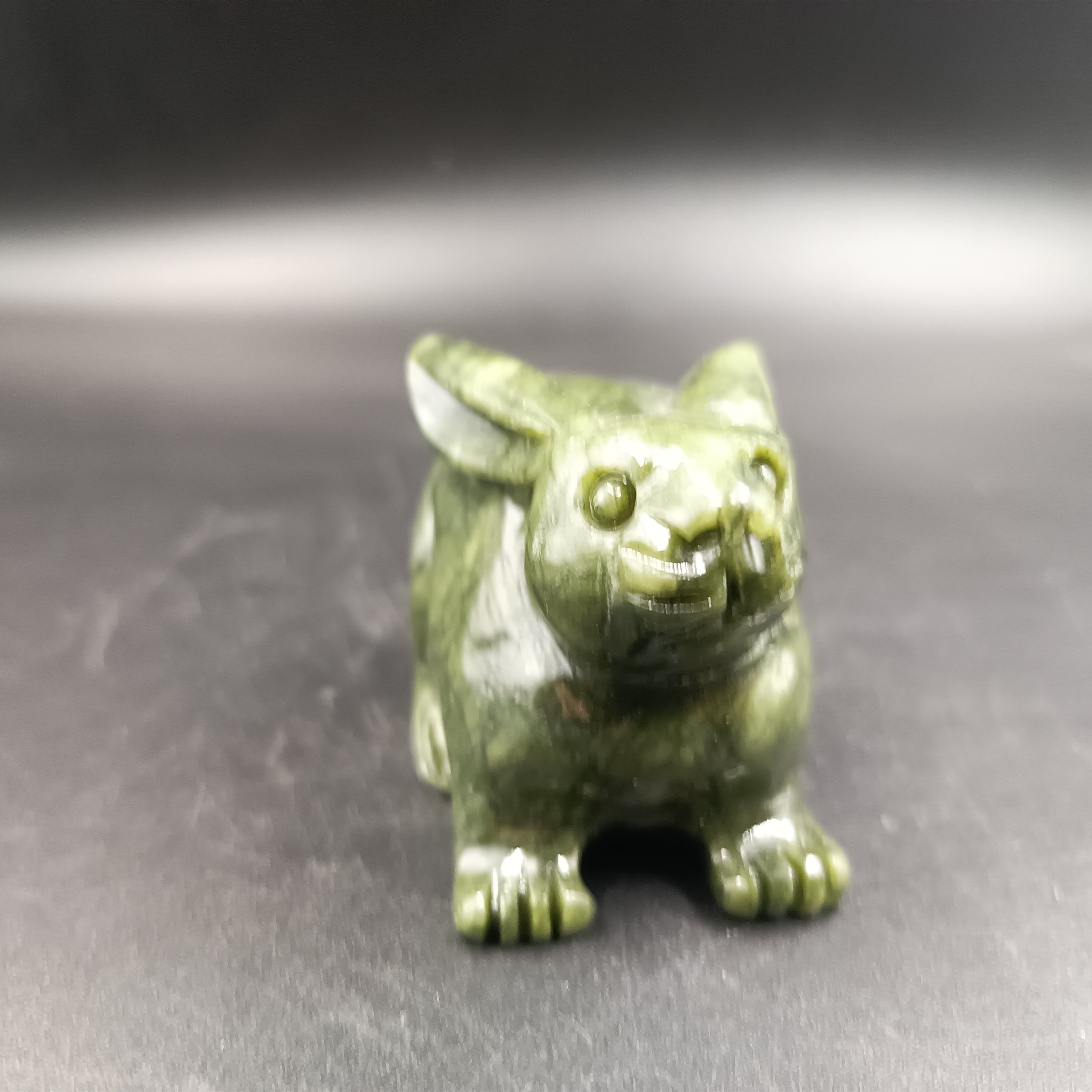 Natural Green Jade Carved Rabbit Ornaments, Ping an Jade Carved Rabbit