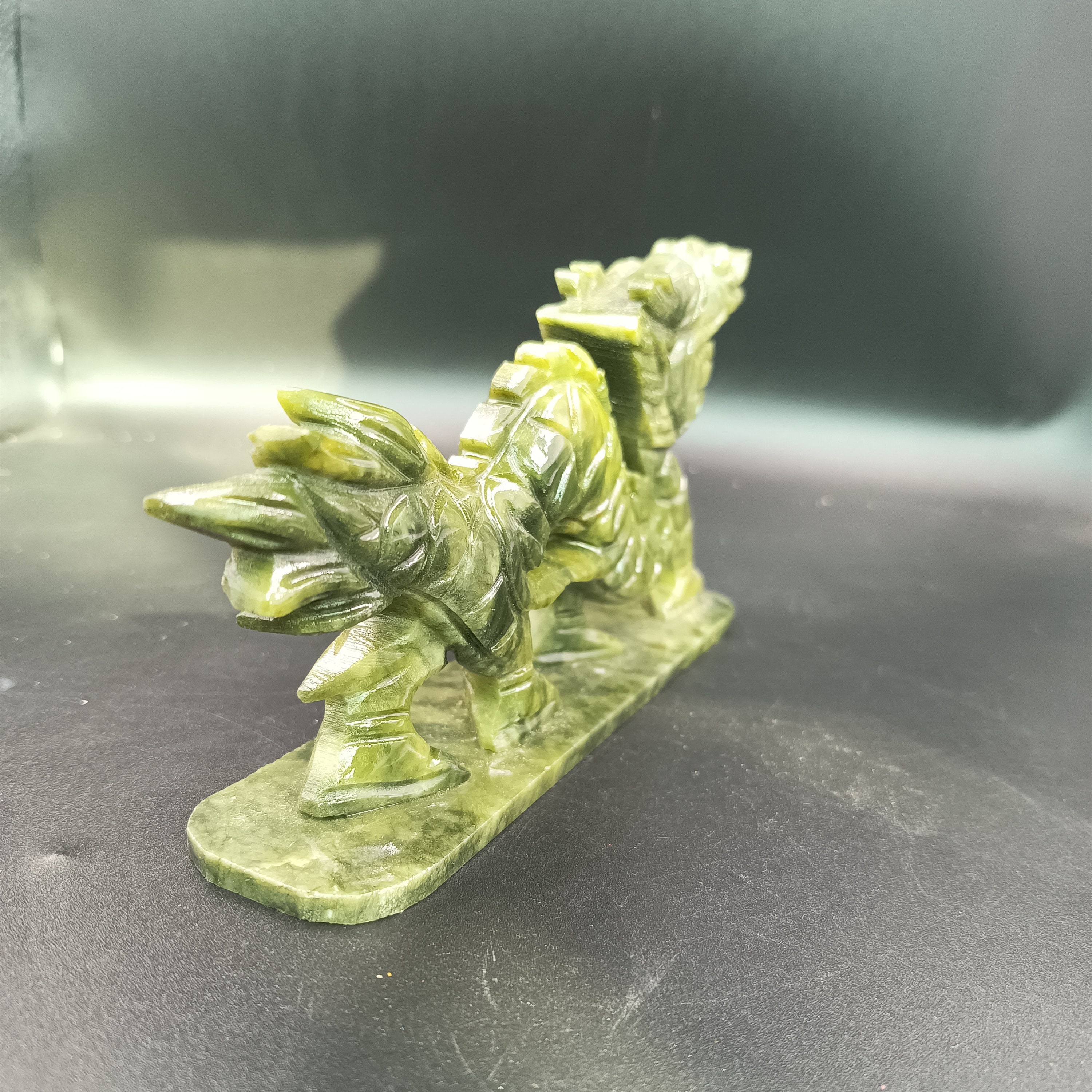 Natural Green Jade Carving Jade Dragon Statuecrystal Dragon Etsy