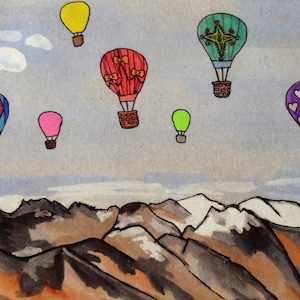 Blanco wenskaart heteluchtballonnen boven de Rockies