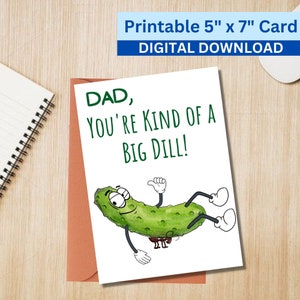 Drôle 5 x 7 imprimable fête des pères carte de voeux jeux de mots papa téléchargement numérique imprimable instantané avec modèle d'enveloppe