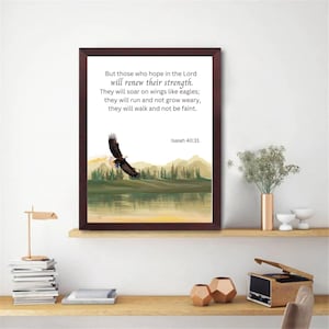 Isaiah 40:31 Soar on Wings like Eagles Bible Verse Printable Wall Art, Christian Downloadable Digital Poster