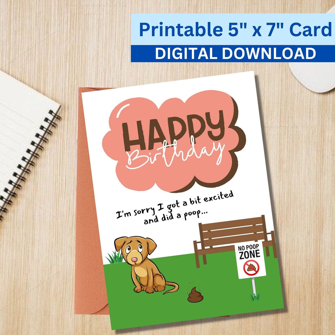 Funny 5x7 Printable Birthday Greeting Card Dog Pun Printable Digital ...