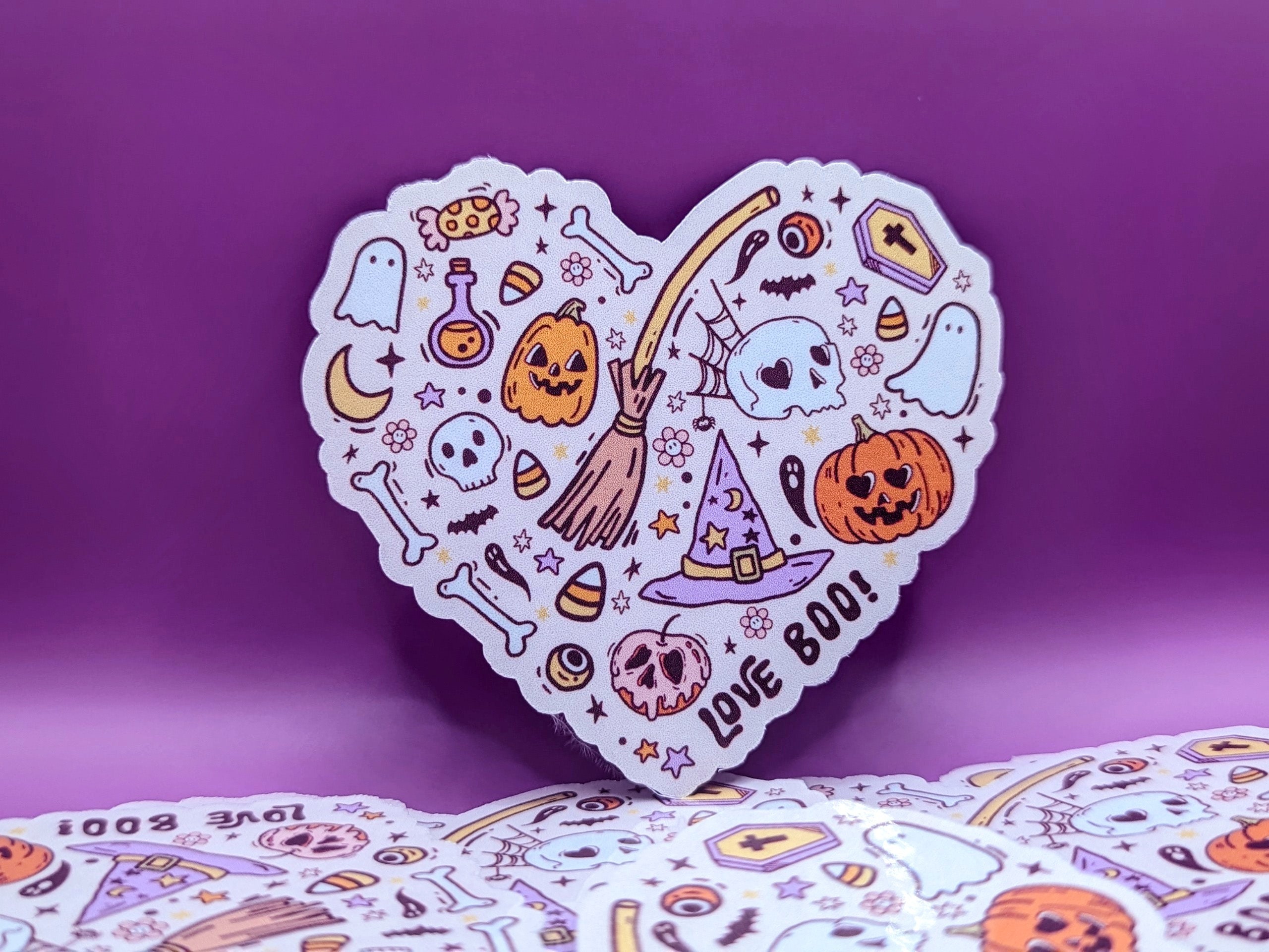 Halloween Collage Heart Pumpkin Skull Candy Ghost Witch Waterproof