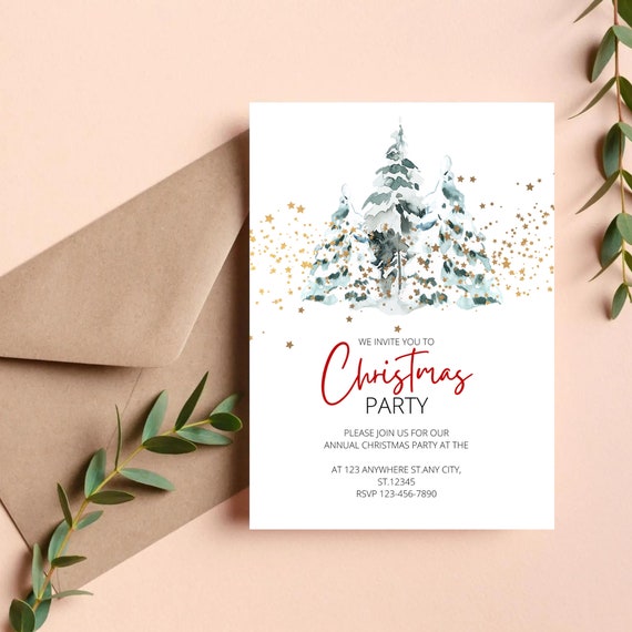 5x7 Snowy Holiday Party Invitation Template Christmas Party - Etsy