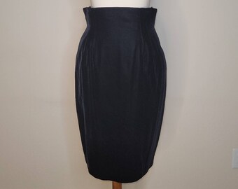 Lillie Rubin/A.J. Bari Vintage Black Velvet Knee-Length Tulip Skirt - size Medium