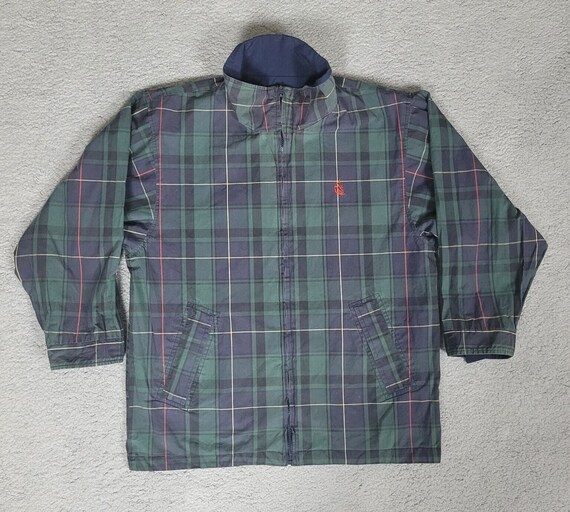 Vintage Nautica Jacket | Blue Green Plaid Reversi… - image 1