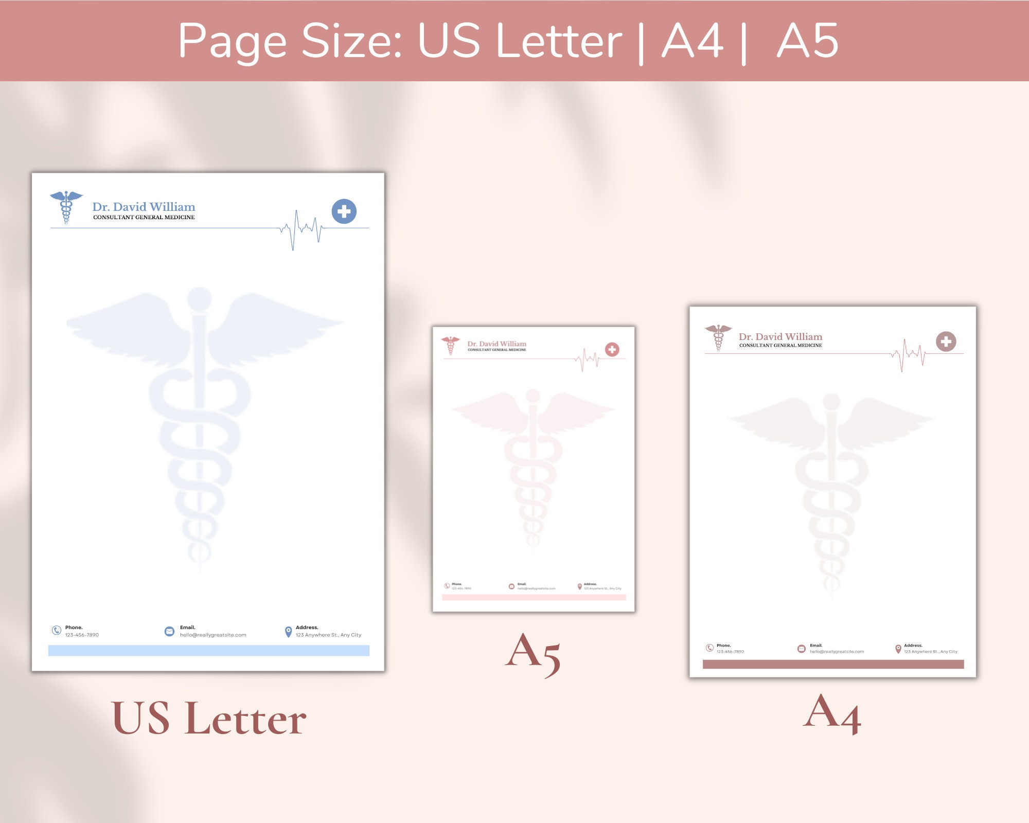 Doctor Letterhead, Printable Letterhead, Custom Letterhead, Custom