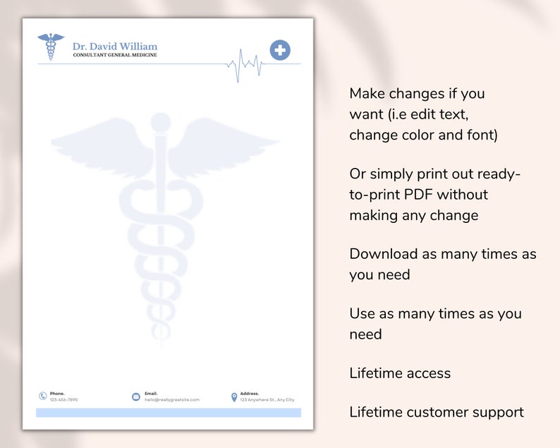 Doctor Letterhead Printable Letterhead Custom Letterhead Etsy