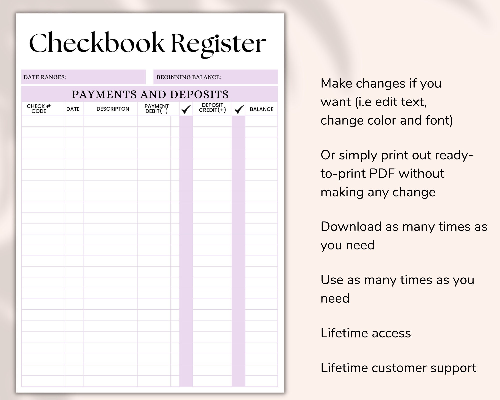 Checkbook Register,checkbook Balance,checkbook Template,checkbook Log