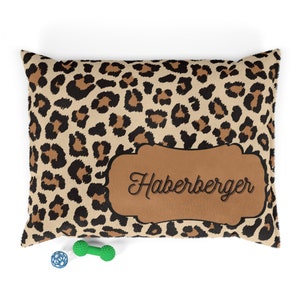 Personalized Pet Bed | Dog Name Bed | Animal Leopard Print Bed | Soft Fluffy Dog Bed | Comfy Cozy Bed | Dog Bedding | Cat Bedding