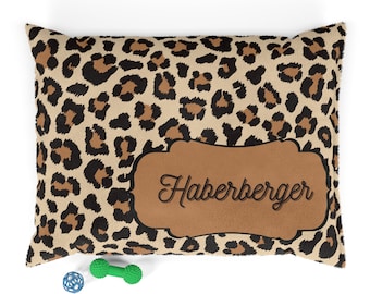 Personalized Pet Bed | Dog Name Bed | Animal Leopard Print Bed | Soft Fluffy Dog Bed | Comfy Cozy Bed | Dog Bedding | Cat Bedding