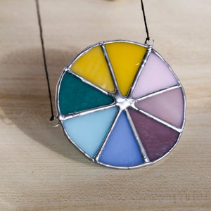 Modern Stained Glass Color Wheel Suncatcher: Pastel Window Hanging