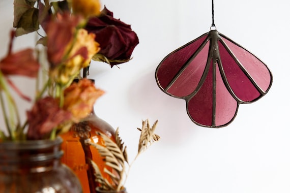 Art Deco Stained Glass Flower Suncatcher: Handmade Window Hanging