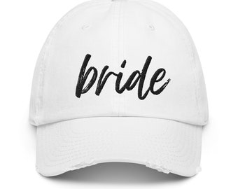 White Distressed Bride Baseball Cap