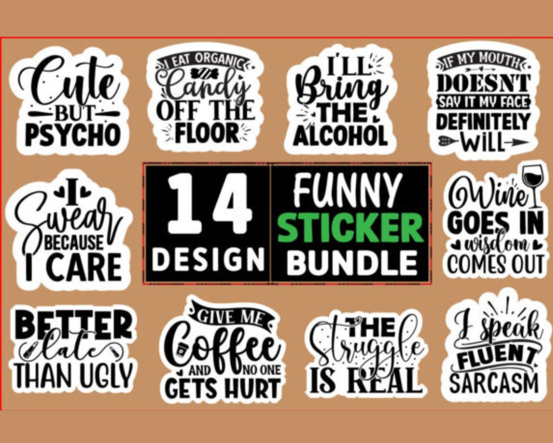 Sticker Samples Fun Digital Fun Stickers Bundle, Printable Funny Sticker, Scarcasm Sticker ...