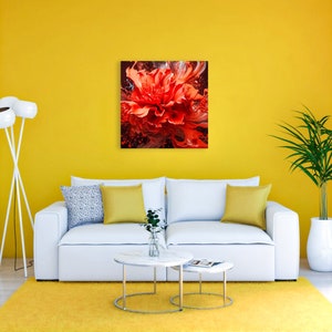 Abstract Ink Splash of a Peony - Canvas Art - Ready to Hang