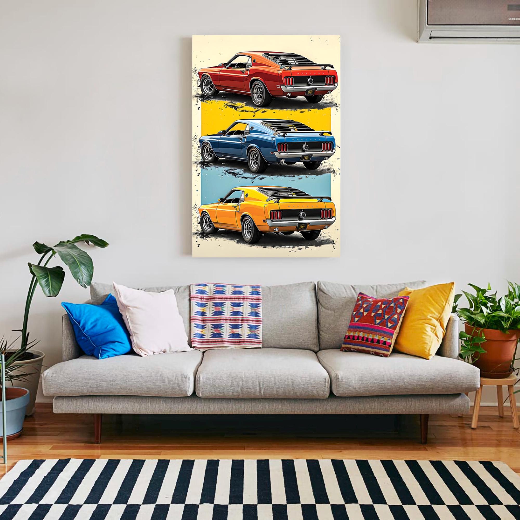 1969 Mustang in Red Blue and Yellow