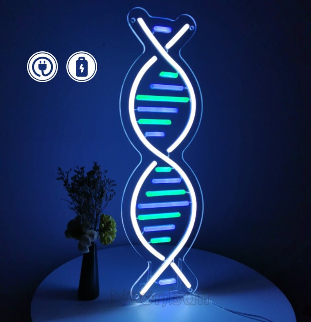 DNA Double Helix Neon Sign, Biology Science Gift Decor for Nurse Doctor