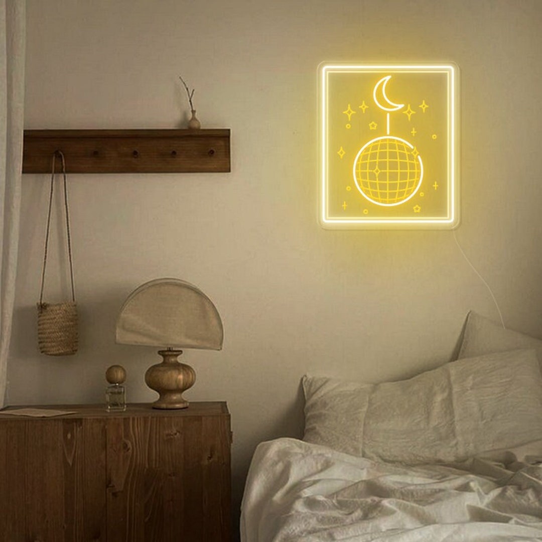 Disco Ball Moon Neon Sign Moon Stars Neon Sign Swifties Etsy