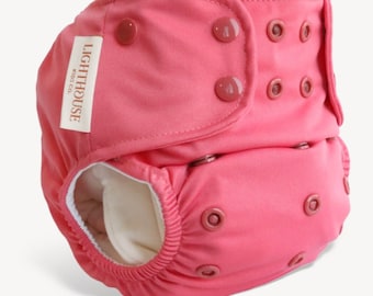 Recycled Pocket Cloth Diaper - Easy Stuff - Raspberry - Insert NOT Included