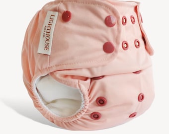 Recycled Pocket Cloth Diaper - Easy Stuff - Strawberry Milk - Insert NOT Included