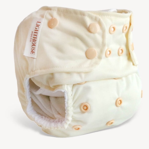 Recycled Pocket Cloth Diaper - Easy Stuff - Sugar Cream - Insert NOT Included