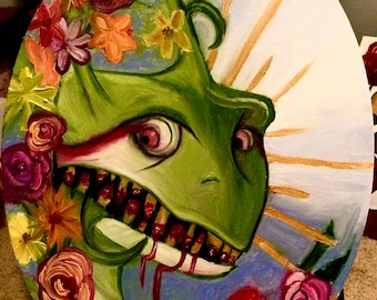 Cute, creepy lizard painting