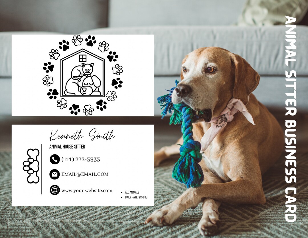 Animal House Sitting Business Card Etsy