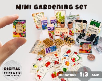 Miniature Gardening Set (1:3), Instant Download printable | Miniature | Collectibles | Dollhouse | Diorama
