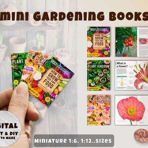 3 Mini Gartenbücher mit Seiten (1:6, 12..), zum Ausdrucken | Miniatur | Sammlerstücke | Puppenstube | Diorama